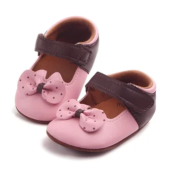 

Cute Princess Baby Shoes White & Pink Spring and Autumn Solid Shoes Female Baby Slip-resistant Toddler Polka Dot Bowknot ShoesA