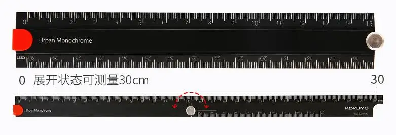 KOKUYO городской монохромный WSG-CLUW30 30 см Алюминиевая складная линейка черный