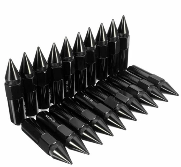 

20pcs Black M12X1.5 60MM Aluminum Spike Lug Nuts Extended Tuner Wheels Rims