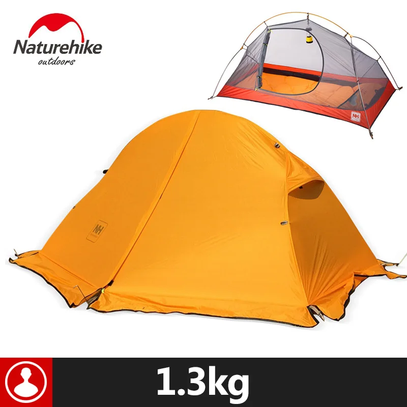 Naturehike في خيمة مع موسم التخييم حصيرة 1 شخص 20d السيليكون النسيج 4 خفيفة مزدوجة الطبقات 1.3 كيلوجرام 1.5 كيلوجرام
