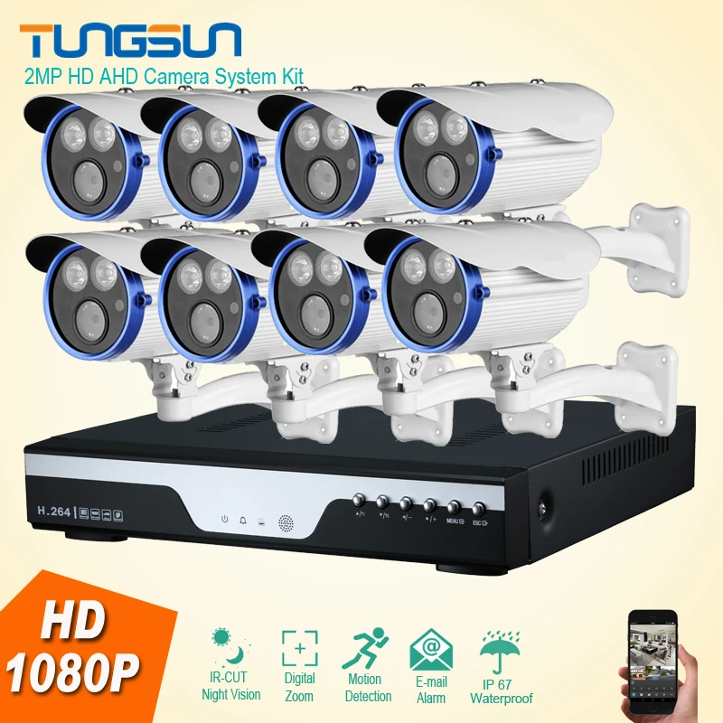 New Best Night Vision 8CH HD 2MP Outdoor CCTV System Kit 8 Channel Array LED CCTV Camera System Infrared Security Camera System