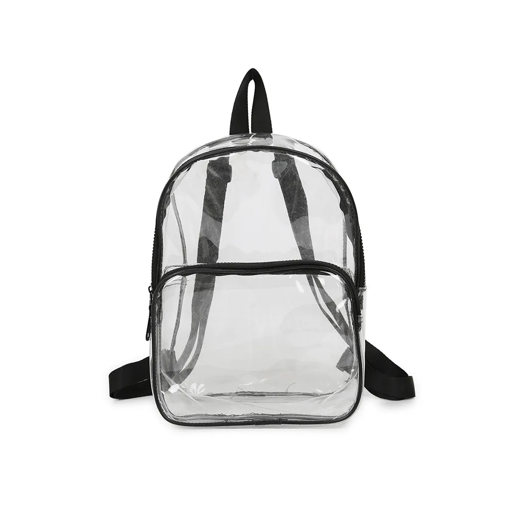 

Women Student Backpack Color Zipper PVC Plastic Transparent Versatile Sequins Fashion Multi-purpose Student Bag Backpack