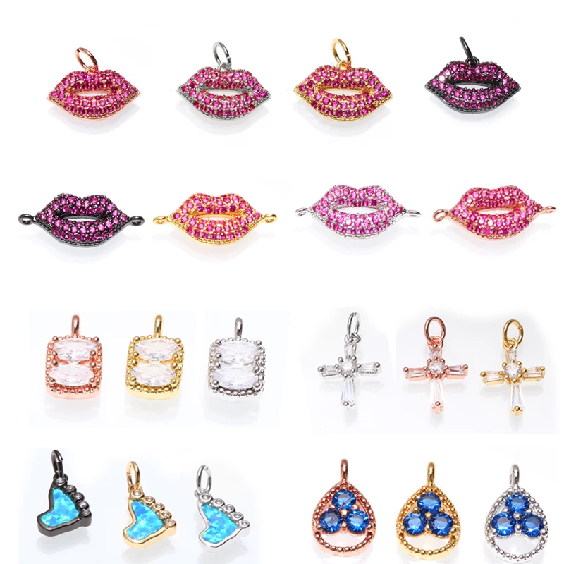 

Charms Pendant Beads for Jewelry Making Micro Pave CZ Ankle,lips,cross DIY Bracelet Earring Necklace diy Accessories Fashion