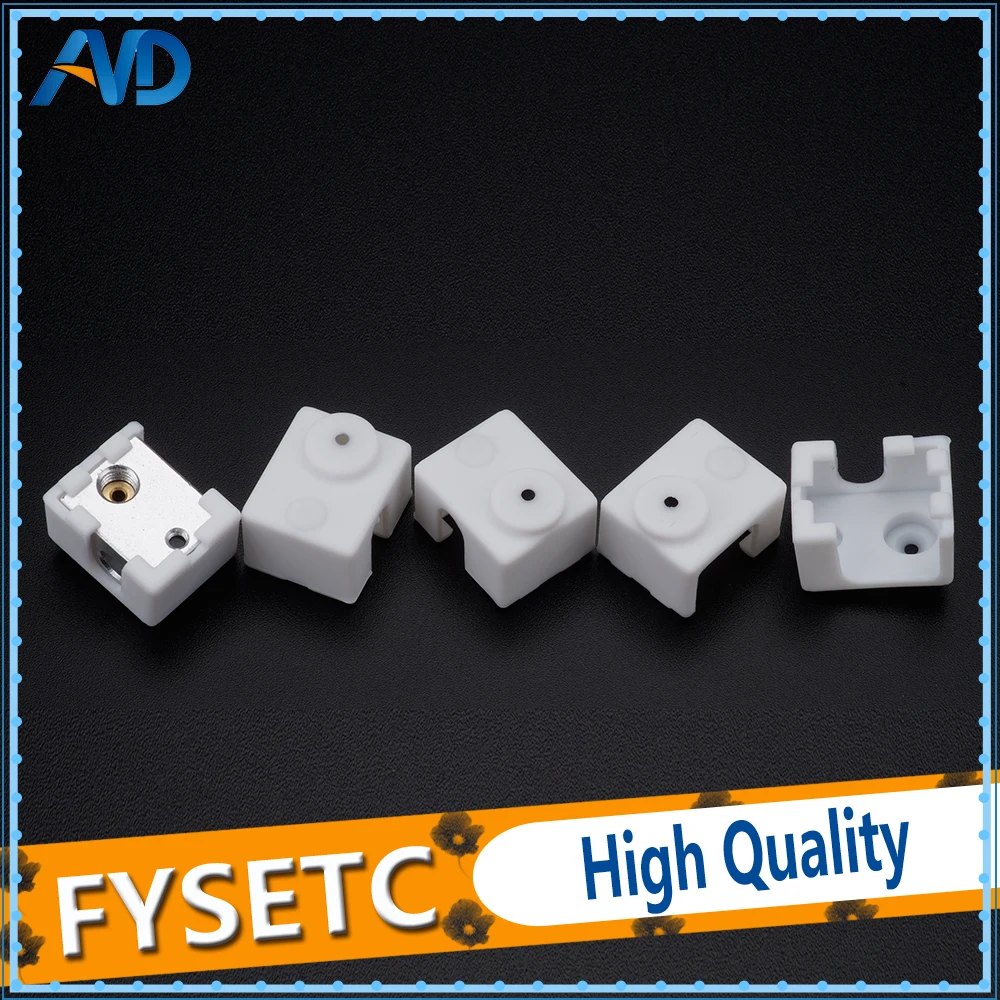 

5pcs V6 Heater White Block Fixings Silicone Insulation Sock non-Official Heated Block For V6 Hotend Warm Keeping Cover