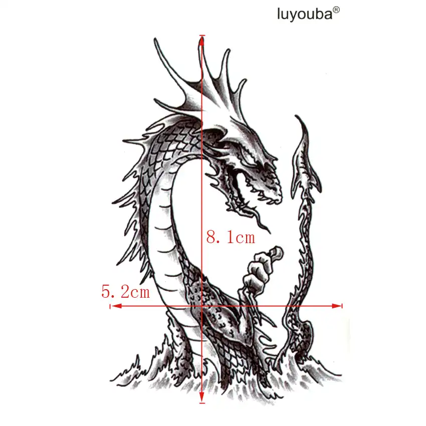 Loch Ness Monster Waterproof Temporary Tattoos Men Harajuku Flash Tattoo Sticker Western Dragon Tatoo Sleeves Fake Tatto Fake Tatto Flash Tattoo Stickerstatoo Sleeves Aliexpress