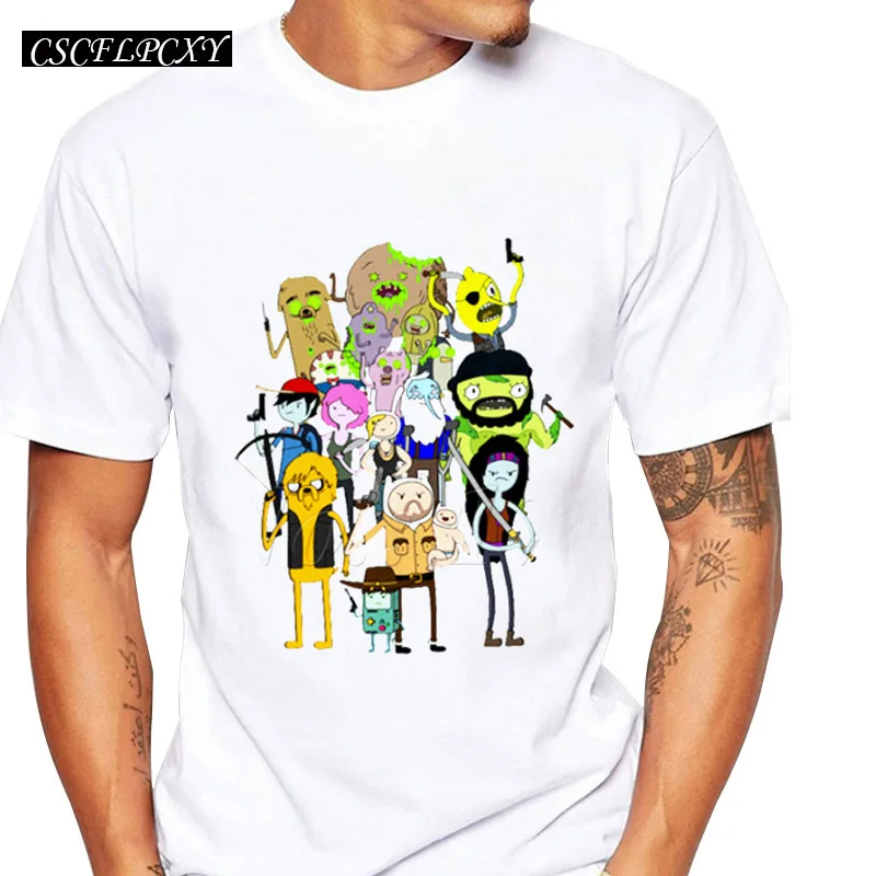 

Anime 2019 men fashion t-shirt Walking Dead Time cartoon printed male tops hipster funny cool tee shirts
