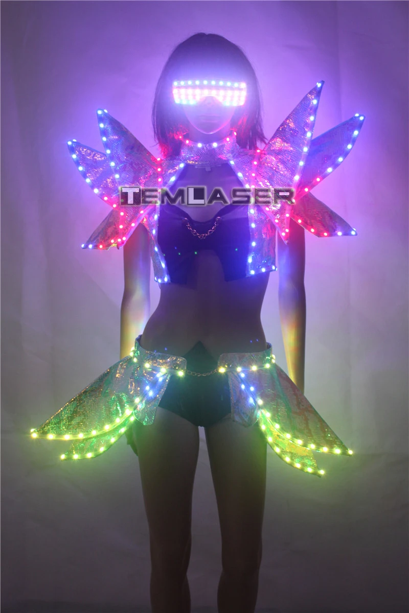 Полный цвет светодиодные костюмы цветной светильник RGB Женская юбка DJ Бар носит