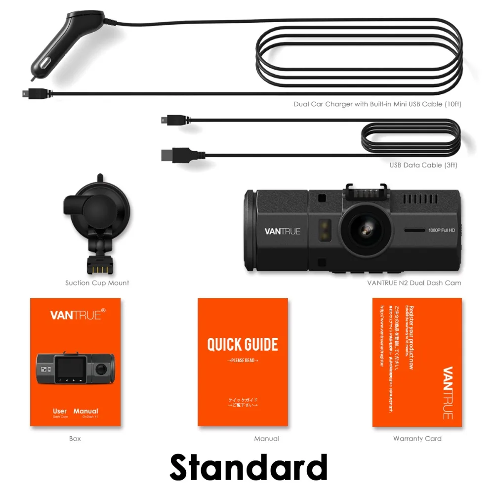 Vantrue N2 Dash Cam Dual Lens Video Recorder DashCam with GPS Mount G-Sensor Parking Mode Night Vision Car DVR Camera (22)