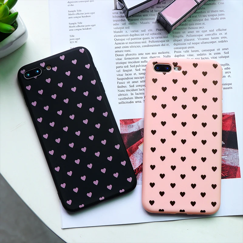 

Pink Love Black Cartoon Matte Soft TPU Phone Case For iPhone 5 5S SE XR 6S 8 7 6 Plus 11 Pro Coque For iPhone X XS Max Case Capa