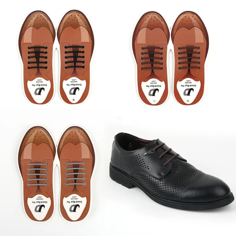 10pcslot Silicone Shoelaces For Leather Shoes Special Shoelace No Tie Shoe Laces For Men Business Lacing Shoes Rubber Shoelace (8)