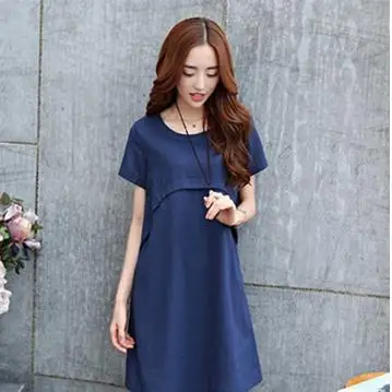 

Fashion Cotton Linen Maternity Dresses 2019 Summer New Solid Pregnancy Dress Korean Nursing Clothes for Pregnant Women QL3098