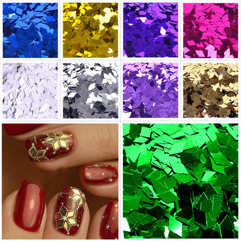 

WUF 1pcs New Rhombus Paillette Glitter Nails 3d Slice Powder Set DIY Design Nail Art Sequins Decoration Fashion Accessories