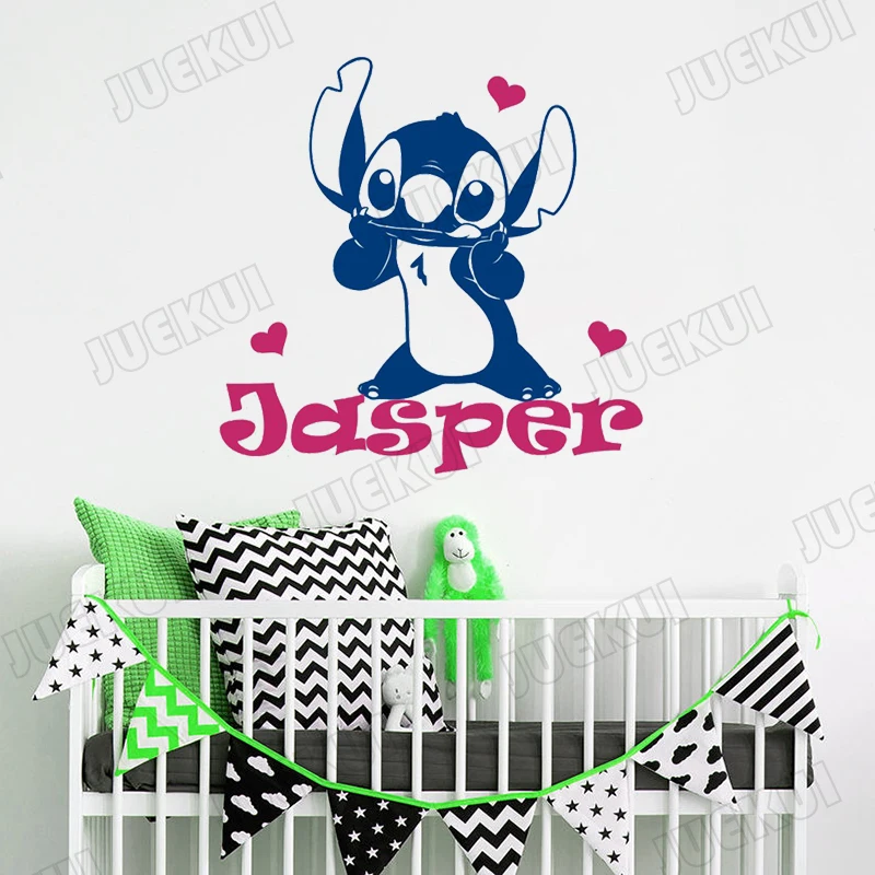 Cute Stitch Personalized Name Stickers For Boys And Girls Bedroom