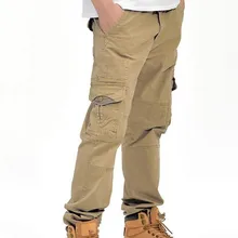 Мода#1966 хлопок мужские брюки карго осень зима прямой Большой размер комбинезон мужские длинные брюки 34 36 38 низ