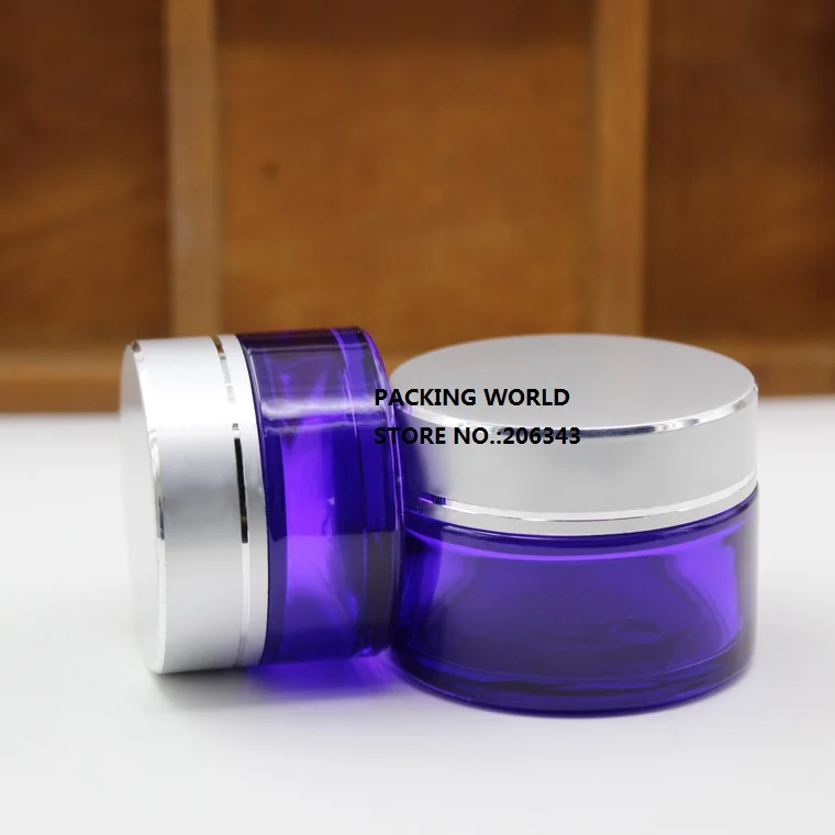 30G purple glass cream jar,cream jar Cosmetic Jar with cutting line