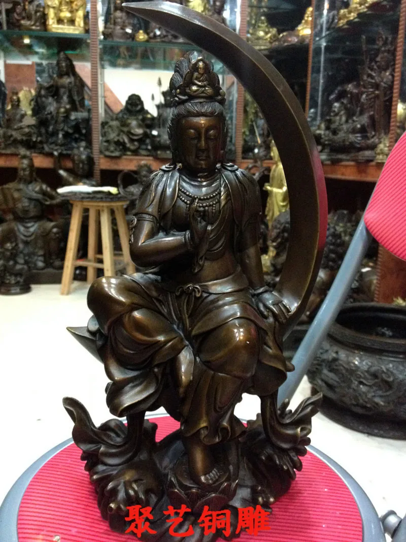 

Bronze statue copper decoration Large moon guanyin statue statues crafts