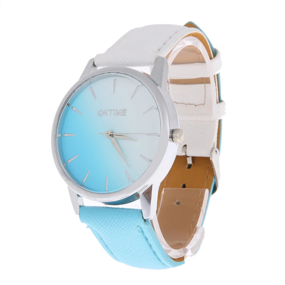 Темперамент Кожа Кварцевые Wach для женщин леди бренд дизайн многоцветный Циферблат Аналоговые женские наручные часы женская простая одежда часы