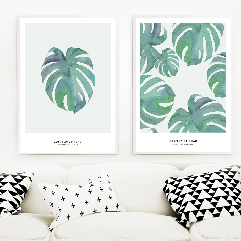 

Monstera Leaves Wall Art Canvas Painting Posters And Prints Nordic Poster Watercolor Decoration Pictures For Living Room Decor