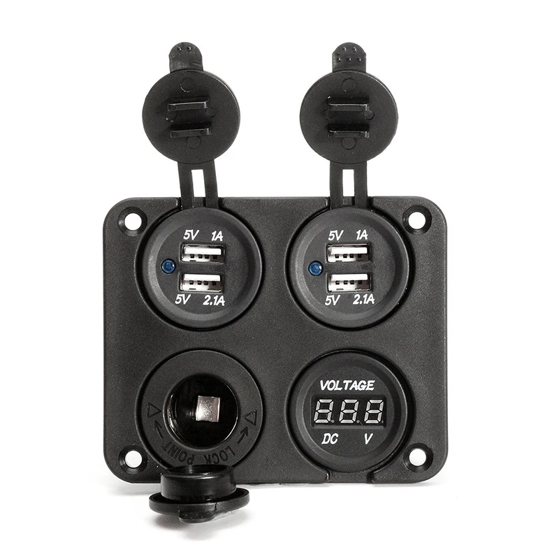 4-в-1 10,4*8,64*5,75 см DC 12V черный двойной USB выход Зарядные устройства для автомобиля W/гнездо для автомобильного прикуривателя вольтметр