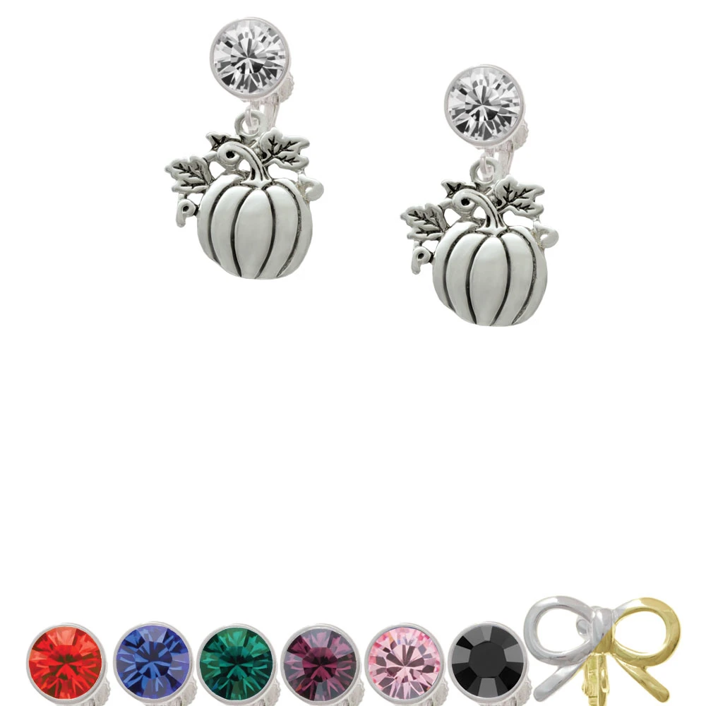 Large Antiqued Pumpkin Crystal Clip On Earrings