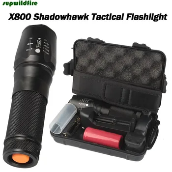 

HOT!!! 6000lm Genuine SHADOWHAWK X800 Tactical Flashlight LED Zoom Military Torch G700 Free Shipping #NO17