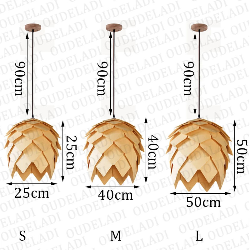 Modern Art Oak Pine Cone E27 Pendant Lights Art Handmade Smart Puzzle Restaurant Bedroom Bar Cafe Fixtures Luminaire