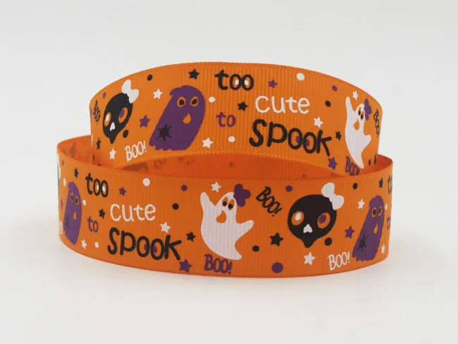 

[ywuber] 1" 25mm Printed Grosgrain ribbon Halloween ribbons DIY hair bow Craft material 50 yards / lot XZD--1881 Free shipping