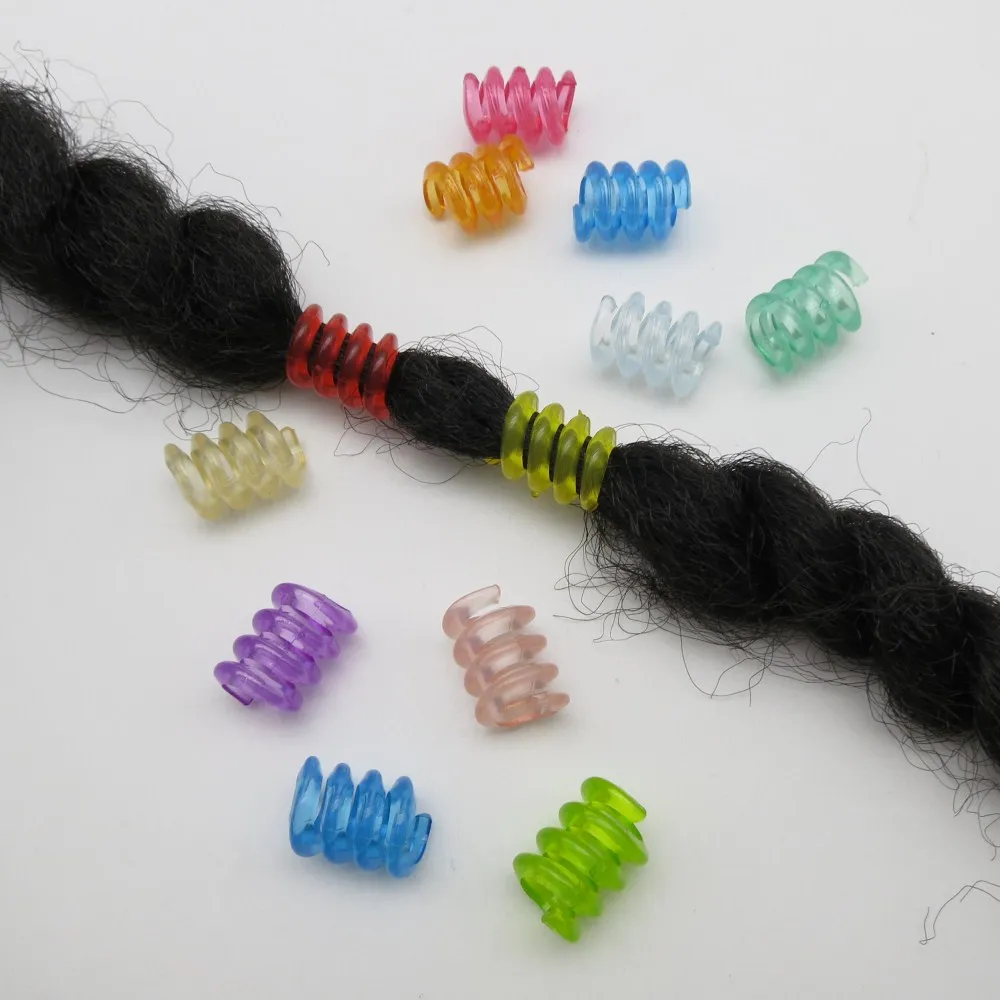 

10Pcs/Lot multi coloured hair braid dread dreadlock Beads cuffs clips Braid spiral approx 7.8mm hole