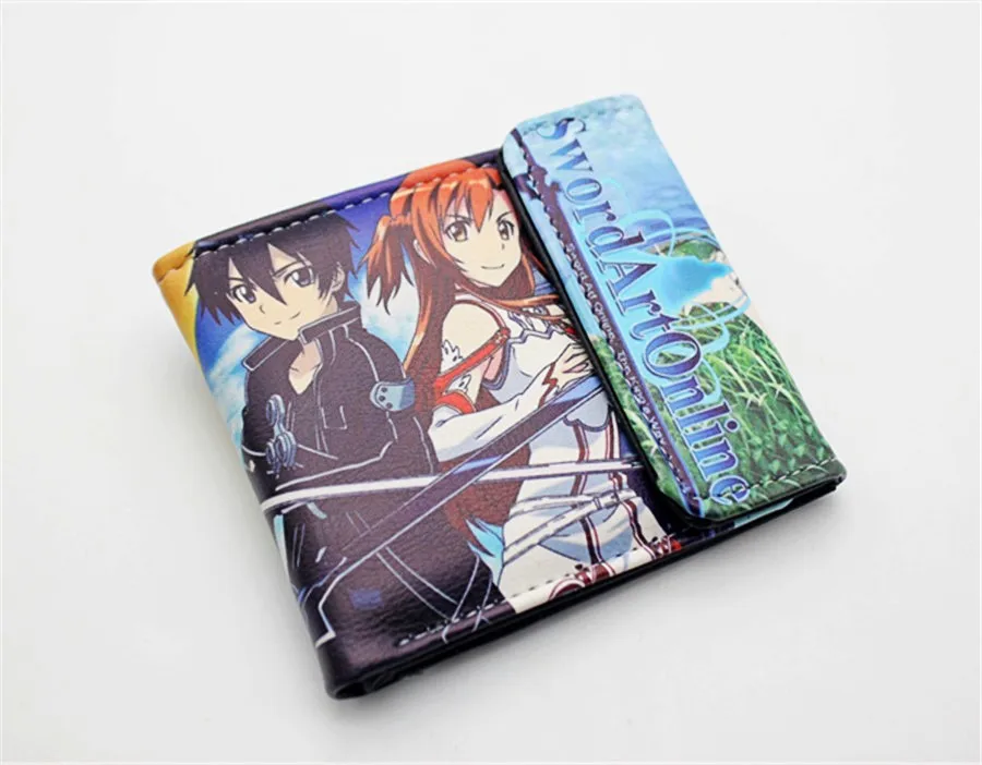 Sword Art Online SAO Kazuto Pu короткий кошелек Двойные фото держатель для карт слоистая кнопка мужской кожаный кошелек с рисунком для мальчиков и девочек