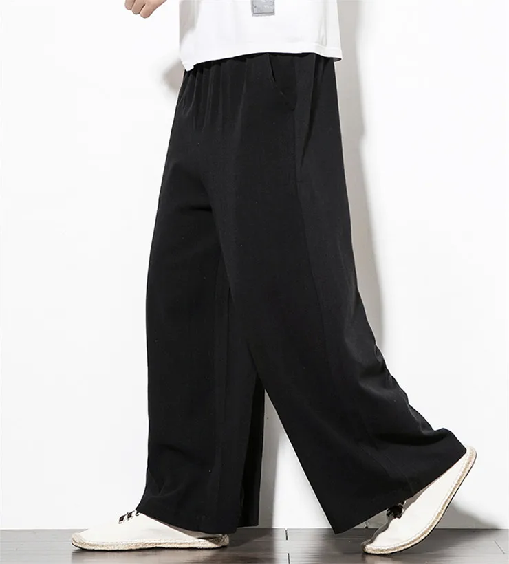 Autumn Plus Size Hip Hop wide leg Pants Men Casual Loose Trousers big size cotton linen pants Joggers M-6XL 7XL Sweatpants wide leg pants wide leg sweatpants