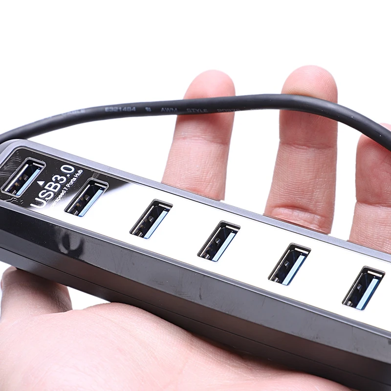 7 портов Usb 3,0 концентратор супер скорость Usb адаптер 12V Ac адаптер питания для ПК Mac черный