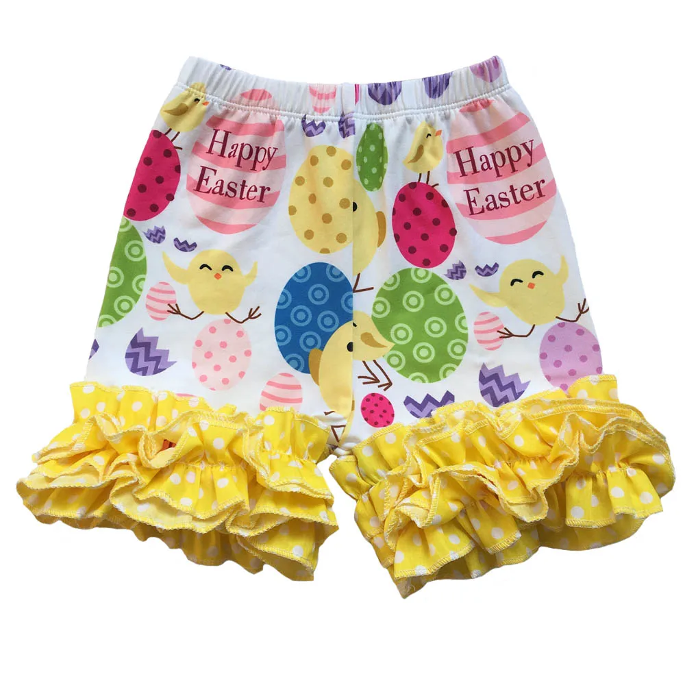 

Happy Easter baby clothing cute egg icing girls triple ruffle shorts Hearts printed baby shorts for Valentine's Day St. Patricks