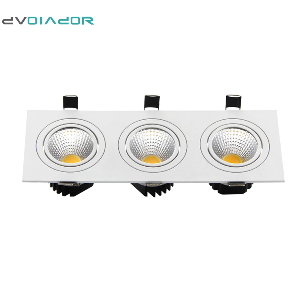 DVOLADOR Super Bright Recessed led Downlight+Driver 15W 21W 30W 36W 3 Head Dimmable Ceiling lamp indoor Decoration Lighting | Освещение