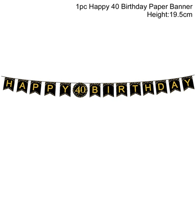 HUIRAN Черное золото для взрослых 30th 40th 50th День Рождения украшения принадлежности 30 40 50 с днем рождения баннер воздушные шары посуда - Цвет: Banner