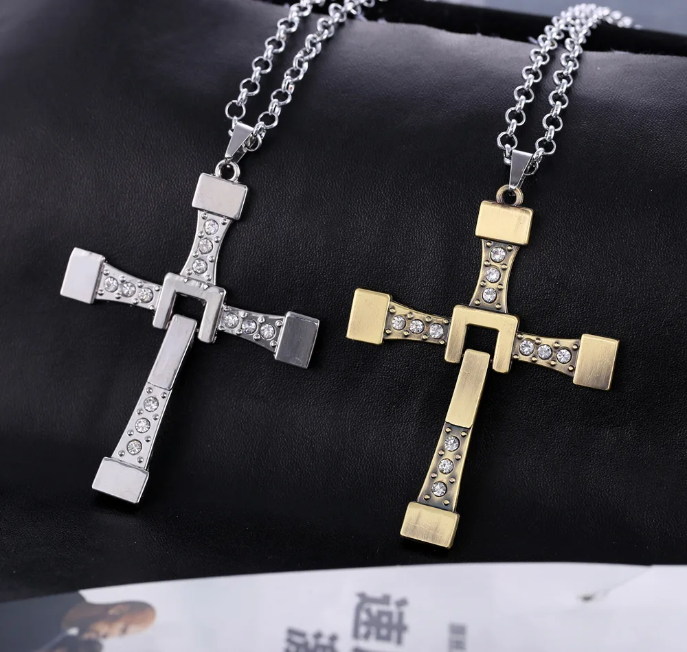

Fast and Furious 6 hard gas actor Dominic Toretto / Vin Cross Necklace For Men Silver&Bronze High Quality Jewelry