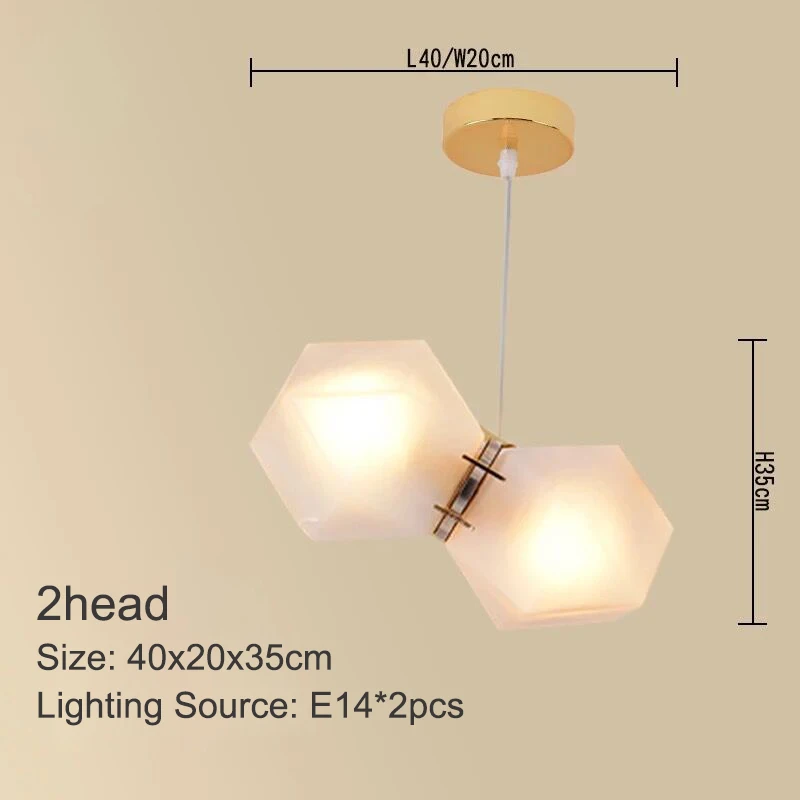 Скандинавский неправильный геометрический стеклянный люстра светильник ing Современный арт деко подвесной светильник для виллы светодиодный светильник/подвеска - Цвет абажура: 2head