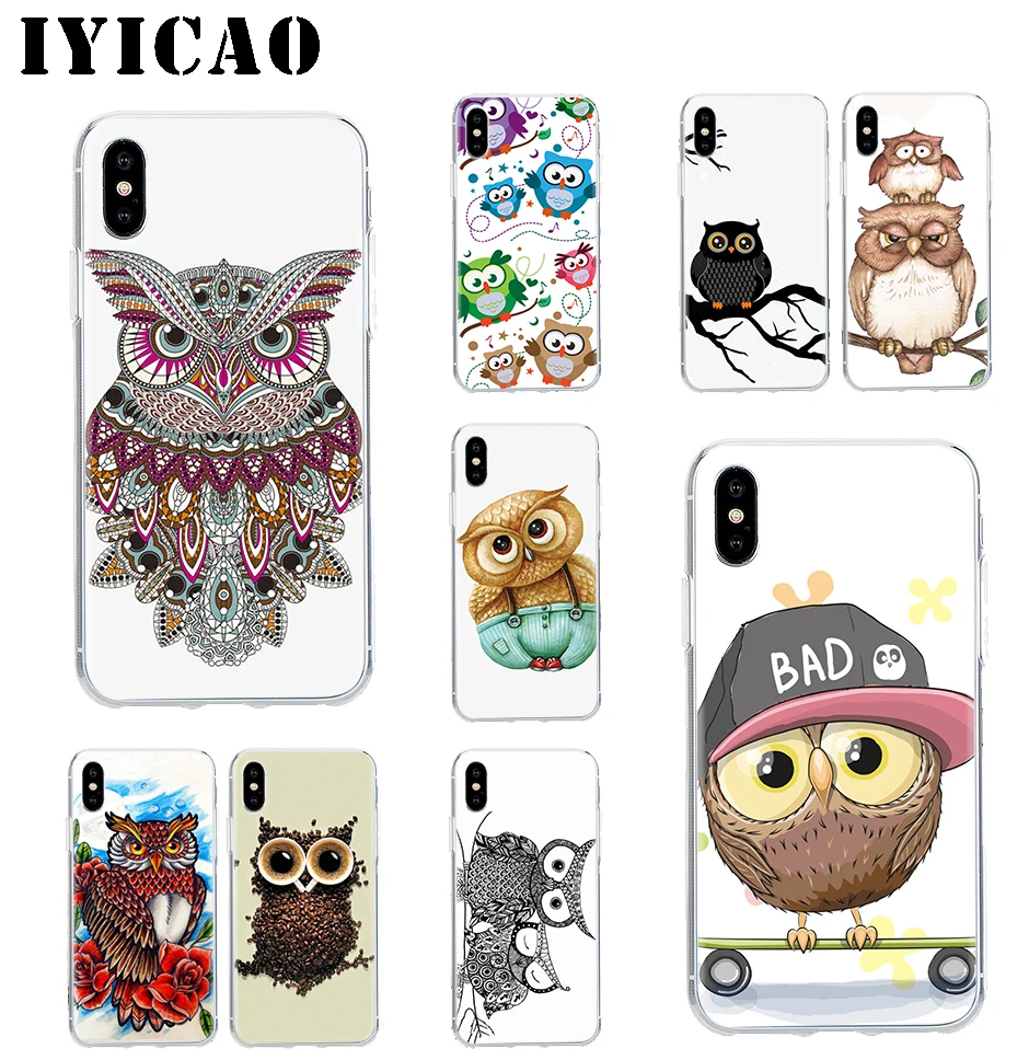 IYICAO сова животное жесткий чехол оболочка для Iphone 4 4s 5 5S Se 6 7 plus 8 Plus X XS MAX XR 6s |