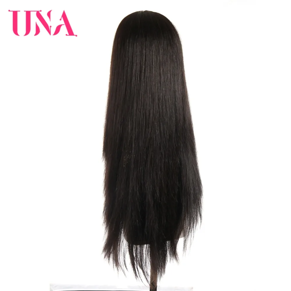UNA прямые малазийские человеческие волосы парики 2" длинные парики половина ручной работы парики не Реми волосы 8 цветов