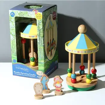 

Candice guo In the night garden toy wooden spinning gazebo Merry-go-round style kiosk block pillar colorful beads christmas gift