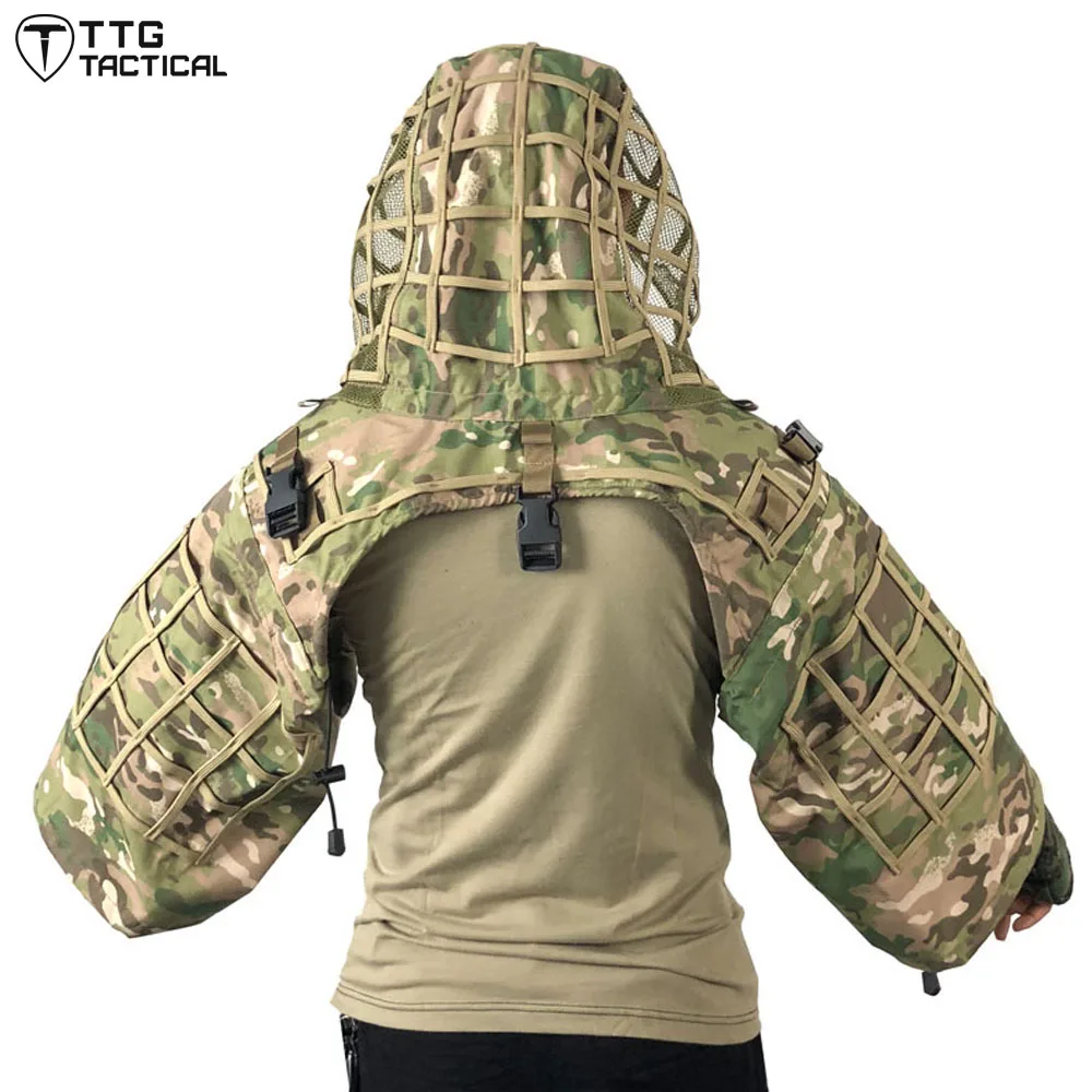 TTGTACTICAL Снайпер Ghillie костюм основа, RIPSTOP камуфляж снайпер Tog Ghillie Hood Лесной/CP/ACU/океан/Цифровой Лесной