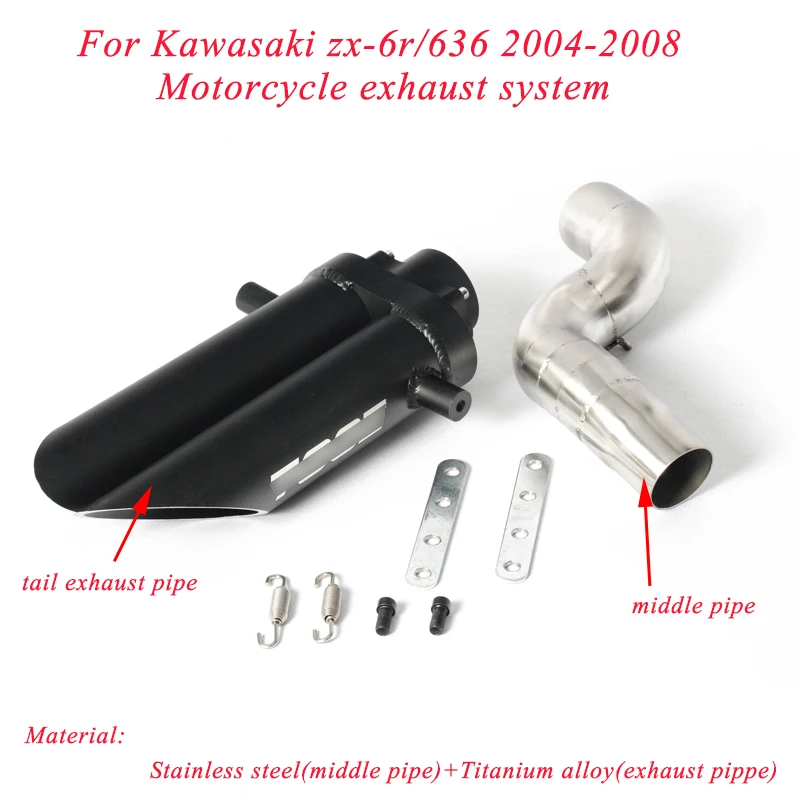 

Motorcycle Middle Connecting Pipe With Tail Exhaust Muffler Tubes Silp on for Kawasaki ZX-6R/636 2004 2005 2006 2007 2008
