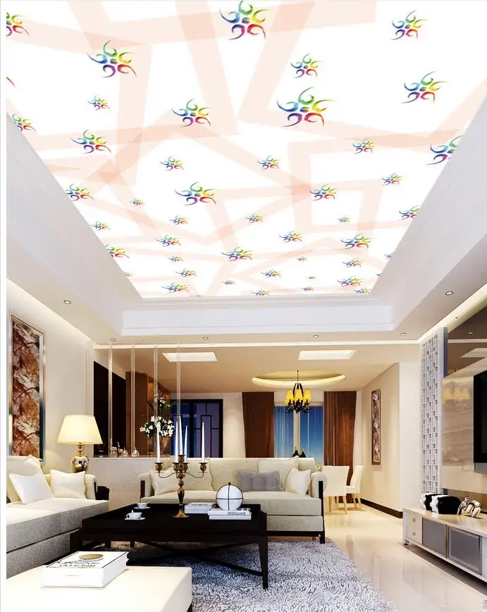 Beautiful square ceiling frescoes papel parede mural wallpaper ceilings