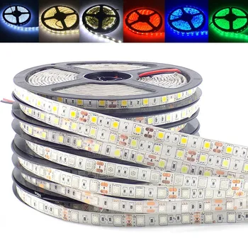 

5M Waterproof LED Strip 60 Led/M DC12V 5050 SMD Light Color White/Warm white/Red/Green/Blue/RGB Tape Ribbon Home Decoration LED