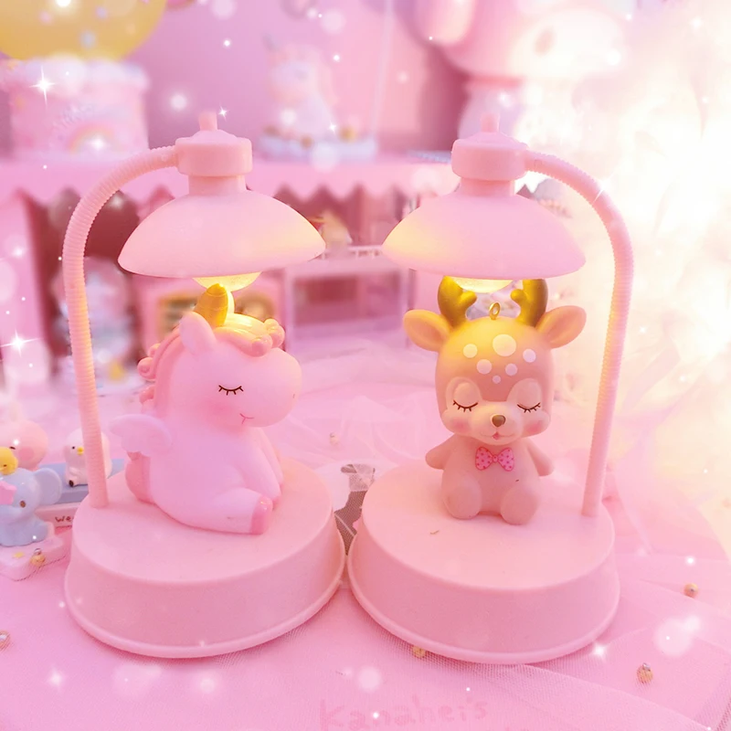 

1PC Soft Unicorn Deer PVC Action Figure Model Dolls Children Classic Toys Night light Music box For Children Gifts