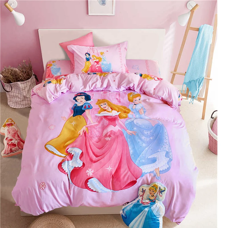 سنو وايت الأميرة 3D طقم سرير الأطفال الفتيات طفل ورقة مسطحة السرير غطاء المنسوجة ديكور غرفة نوم حاف مجموعة غطاء