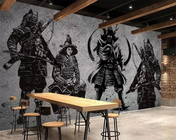 beibehang Custom wallpaper large high-end retro hand-painted Japanese Samurai cement wall Japanese restaurant mural wall free shipping custom wallpaper mural retro japanese traditional culture restaurant sushi shop background wall painting deco