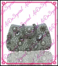 Aidocrystal handmade silvery crystal bestrewed evening clutch for ladies
