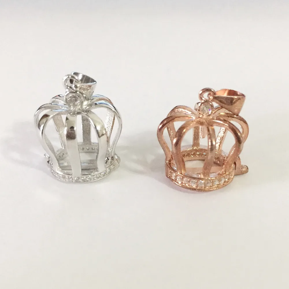 

Solid 925 Silver CZ Crown Locket Charm, Can Open Gem-studded Sterling Silver Pearl/ Crystal/ Gem Bead Cage Pendant Finding