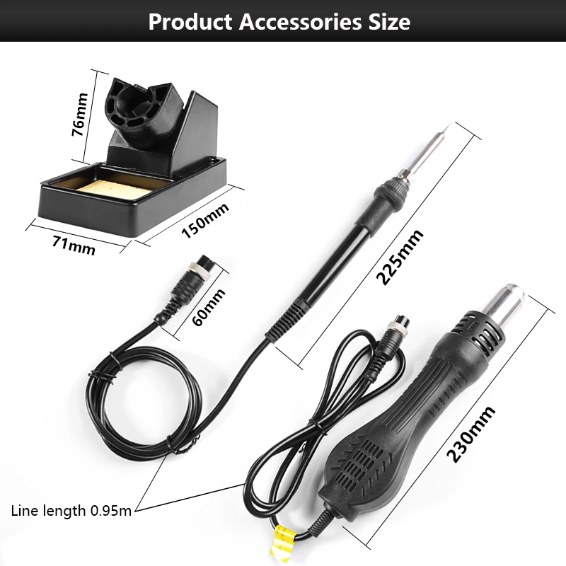 Handskit паяльная станция 110/220 В 750 Вт 2 в 1 SMD Термовоздушная BGA Тепловая 898D с
