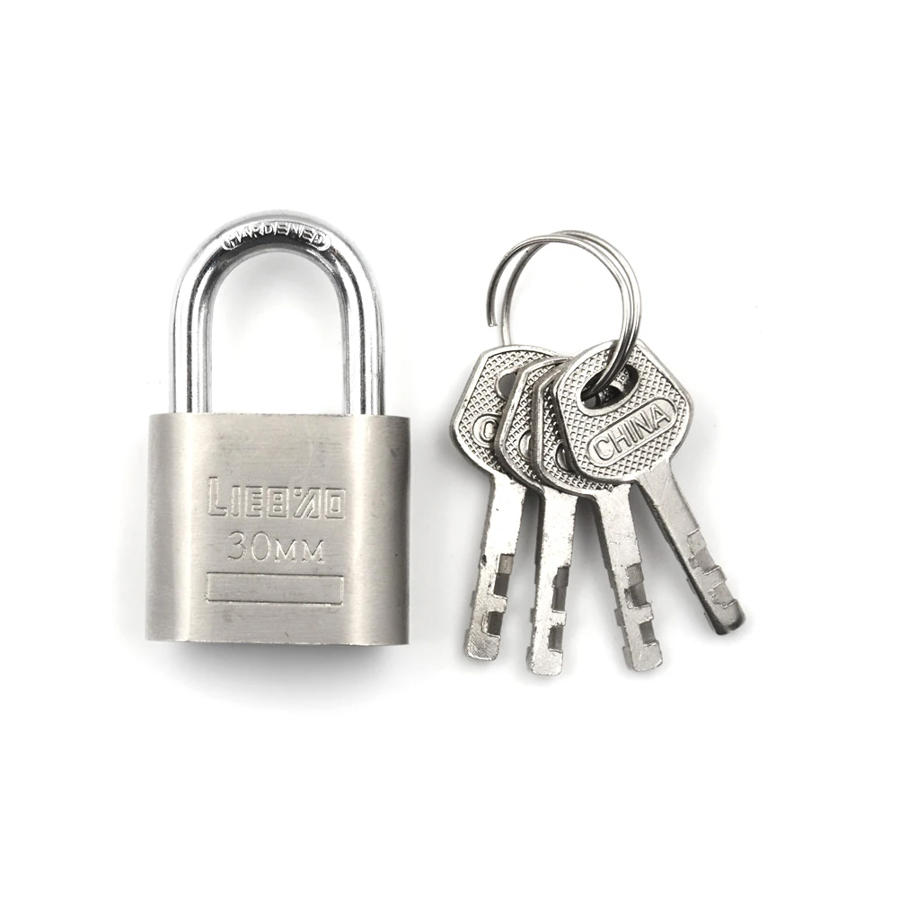 

New 46 x 30 x 15mm Cabinet Luggage Security Metal Lock Padlock Gold Silver Tone with 3 Keys